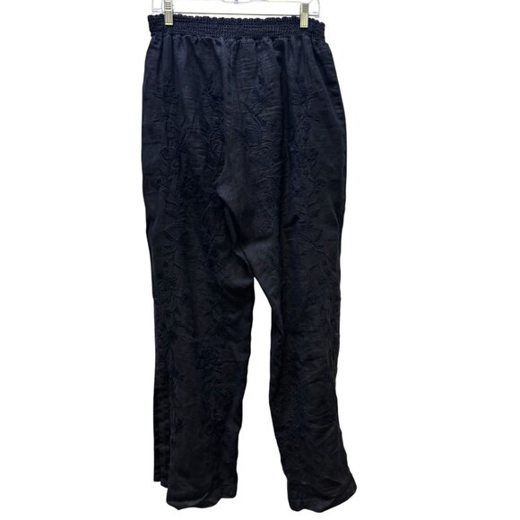 Johnny Was Los Angeles Linen Embroidered Pants Black L - Picture 4 of 7